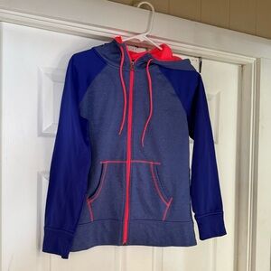 Purple and neon pink zip up hoodie